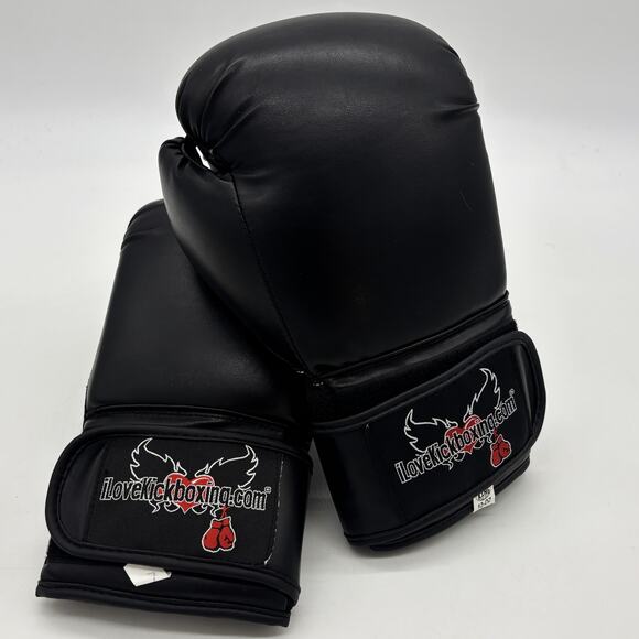 King I❤️Kickboxing Boxing Gloves Black 12oz Hook Loop MMA Training Martial Arts - Picture 1 of 7